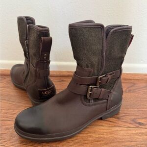 UGG Women's Brown Leather and Fabric Boots